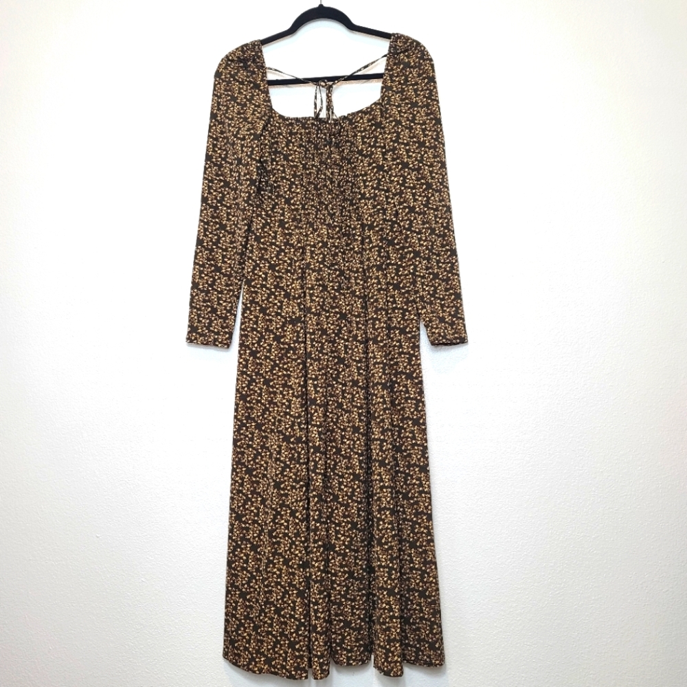 Anthropologie x OPT Lenon Floral Midi Dress In Brown Size 4 - Picture 10 of 11